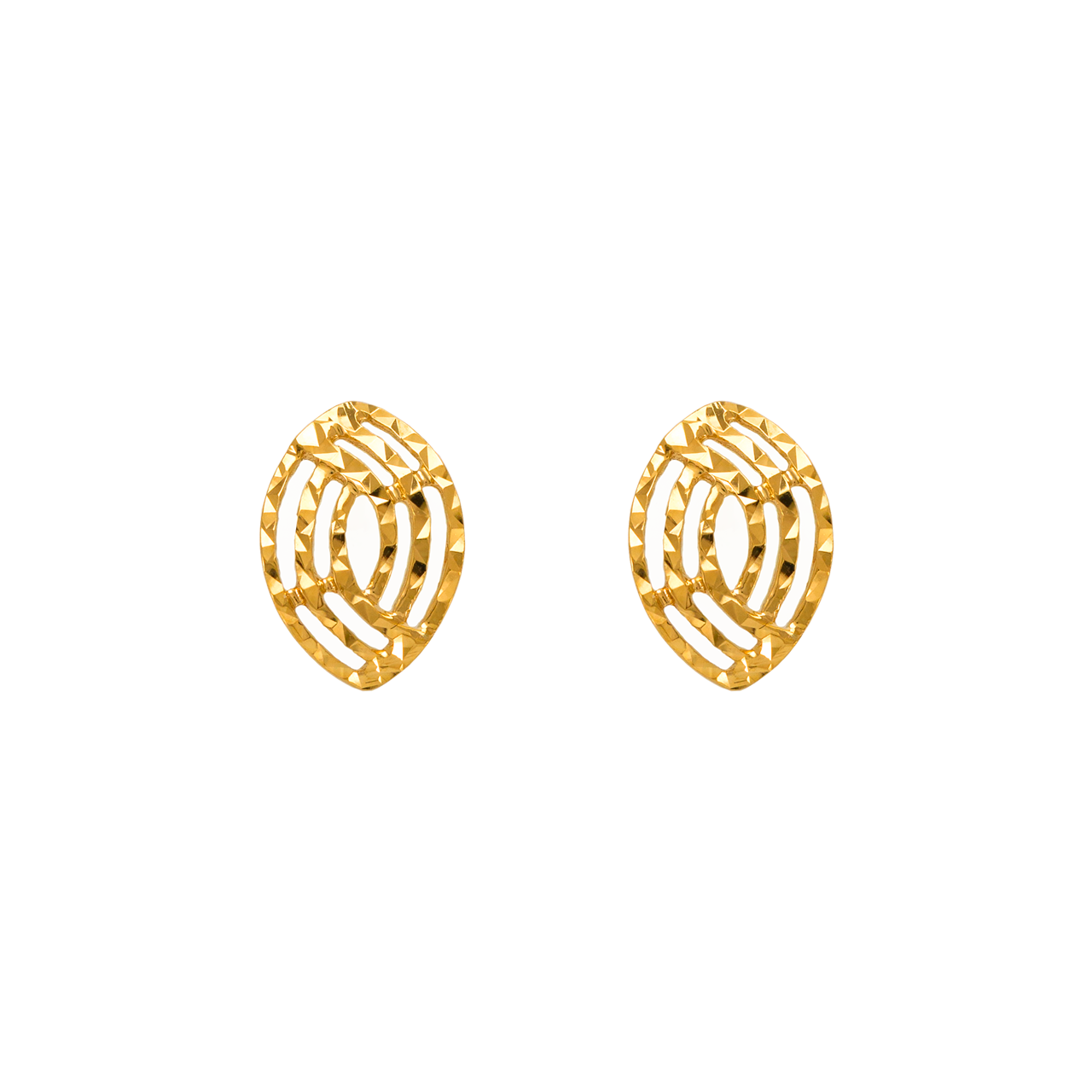 Diamond Cut Oval Stud Earrings