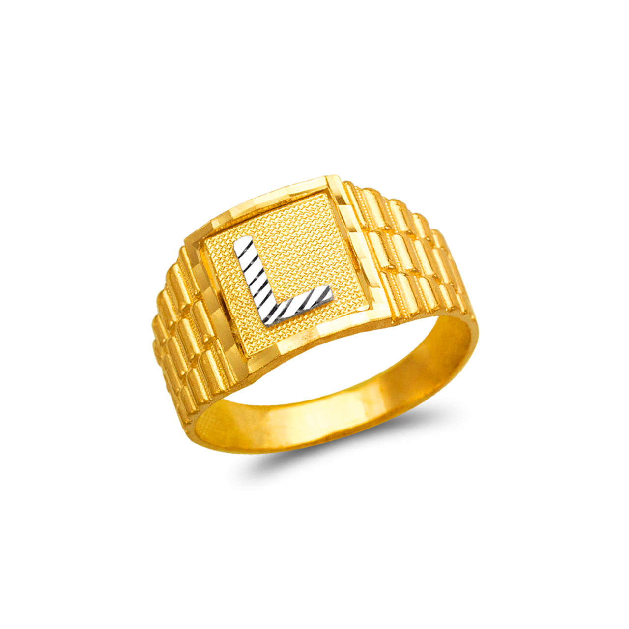 Two-Tone Gold Initial Ring