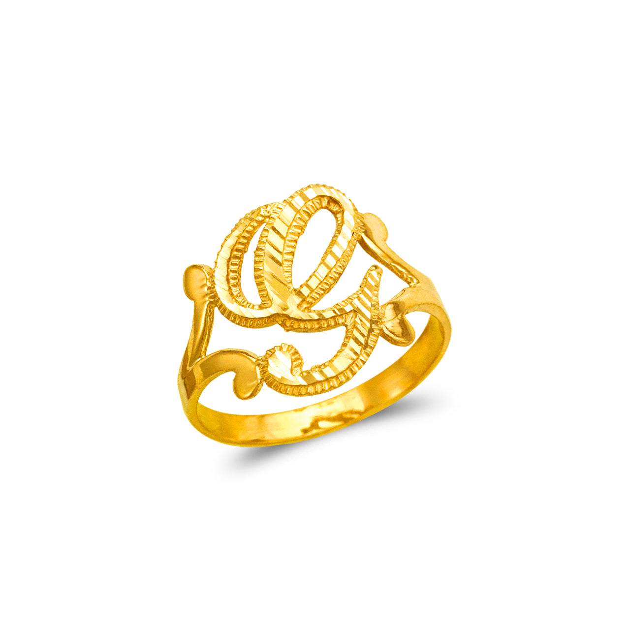 Gold Cursive Initial Ring