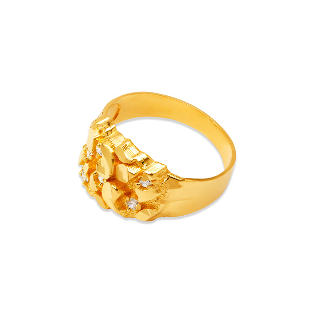 Gold Nugget Ring Cz's