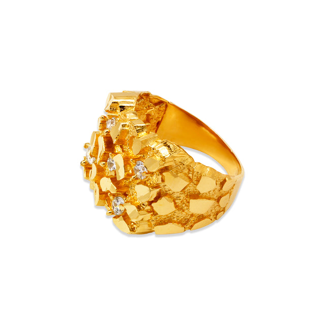 Gold Nugget Ring Cz's