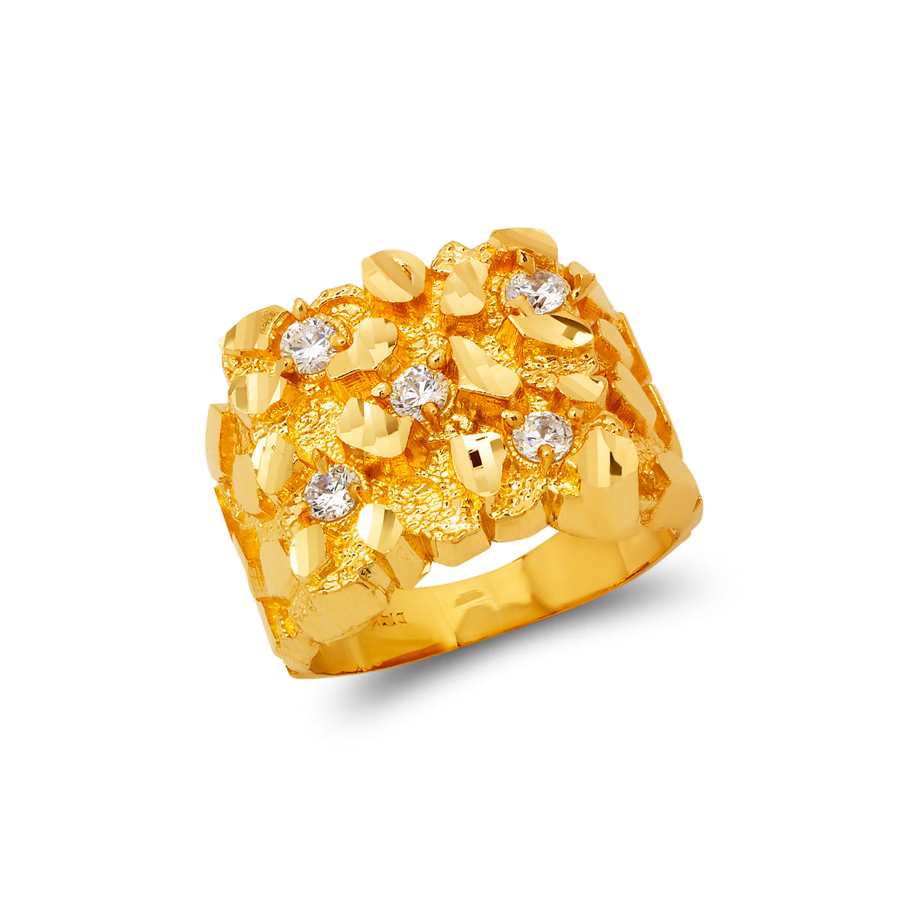 Gold Nugget Ring Cz's