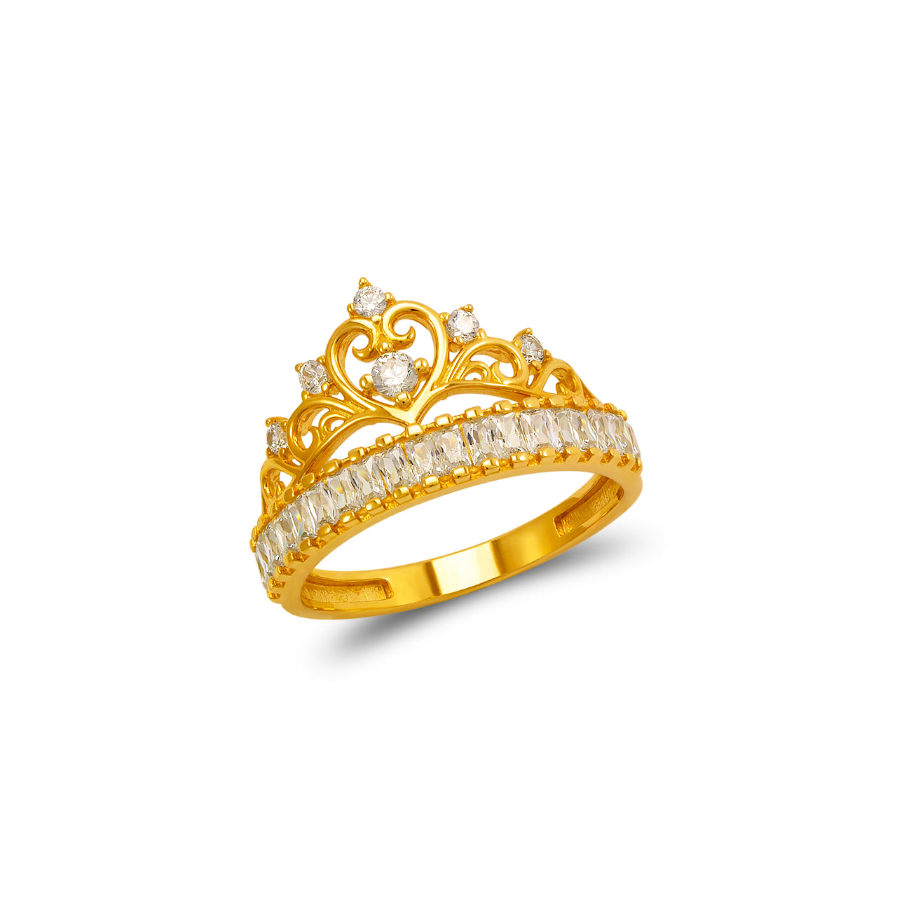 Gold Fancy Tiara CZ Ring