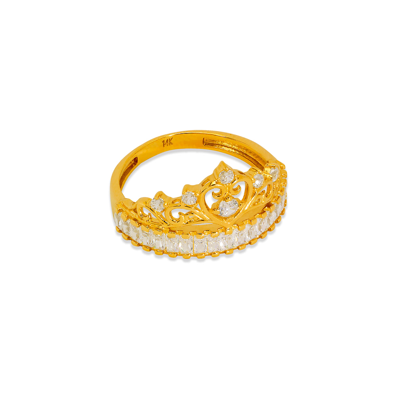 Gold Fancy Tiara CZ Ring