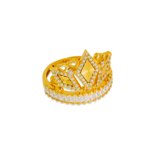 Gold Fancy Tiara CZ Ring