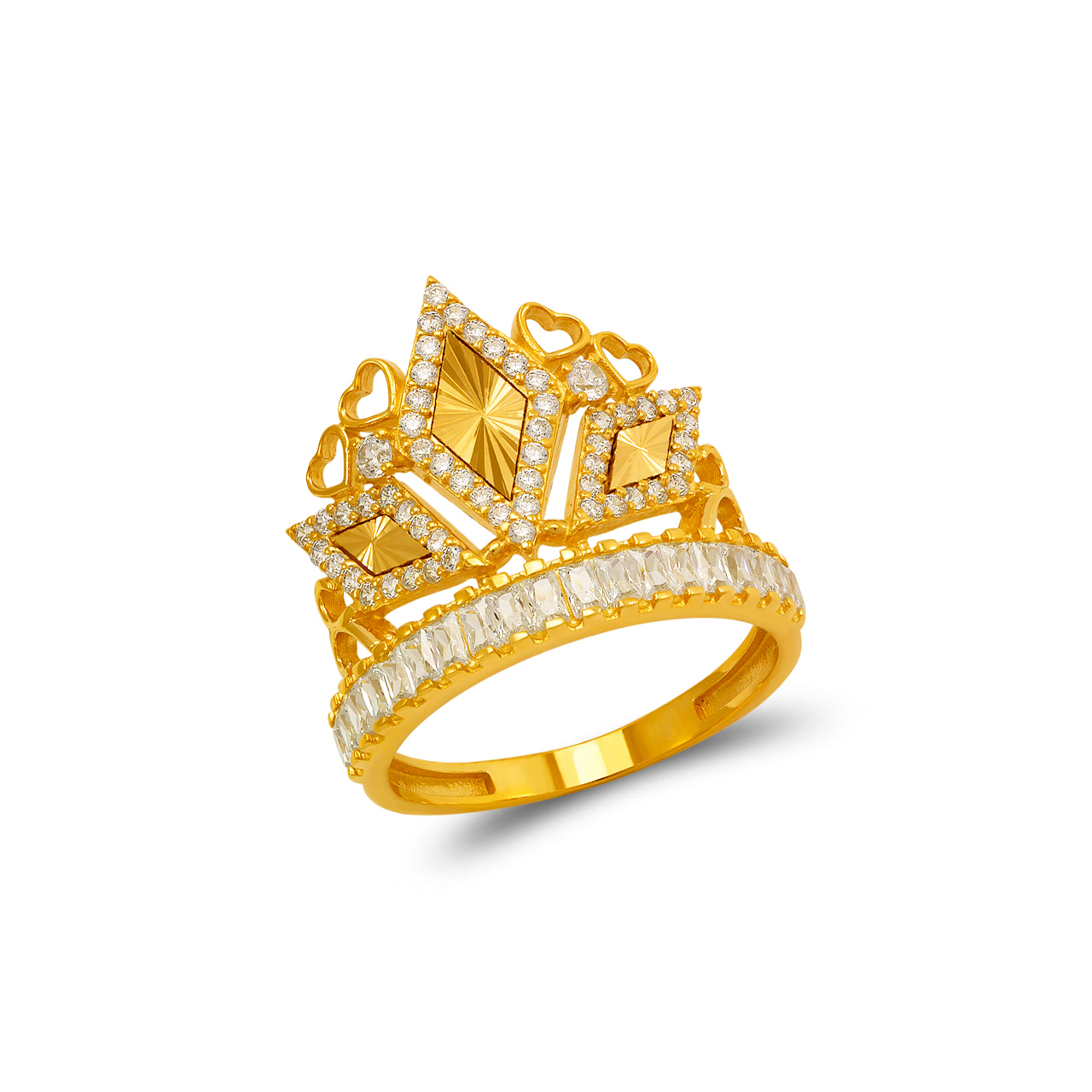 Gold Fancy Tiara CZ Ring